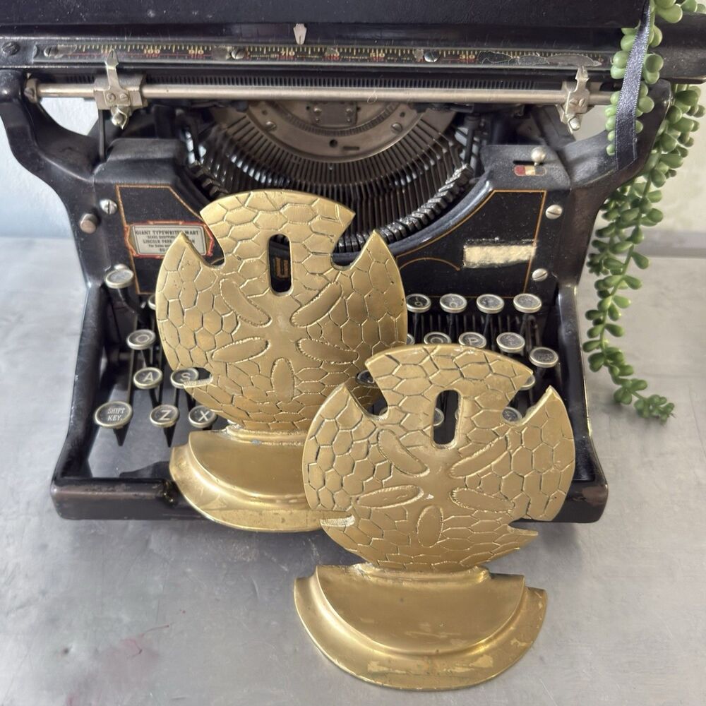 Brass Sand Dollar Bookends vintage nautical set Of Two heavy 5.5" tall | E2
